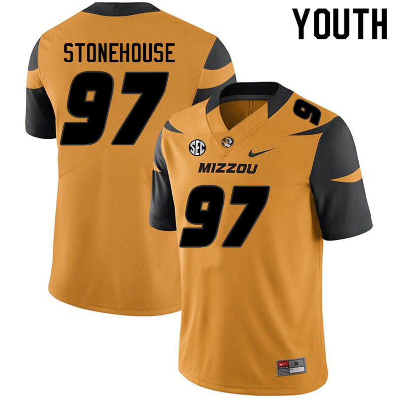 Youth #97 Jack Stonehouse Missouri Tigers College Football Jerseys Sale-Yellow - Click Image to Close